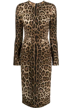 Dolce & Gabbana Long-sleeve leopard-print dress