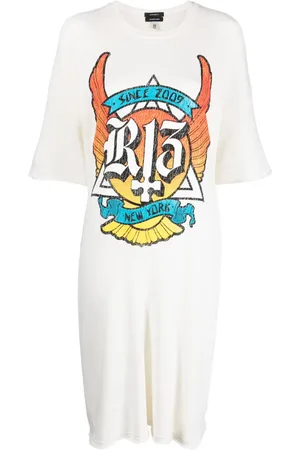 R13 Vestido estilo playera con logo estampado