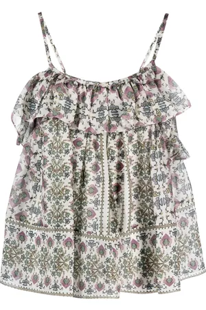 Isabel Marant Top estilo camisón con volantes y estampado gráfico