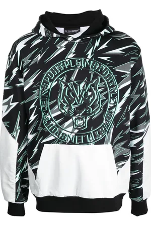 Philipp Plein Hoodie con diseño color block y rayos estampados