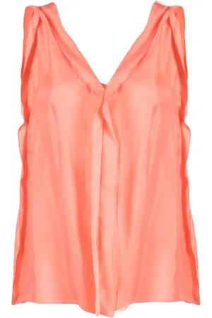 ALYSI Blusa de seda con volantes