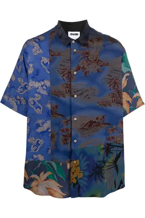 MAGLIANO Camisa con estampado gráfico y diseño patchwork