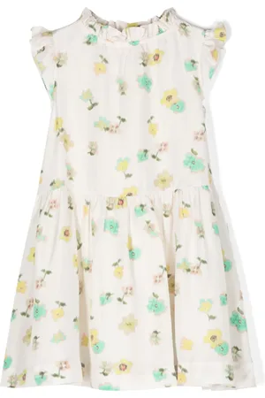 BONPOINT Vestido de seda con volantes y estampado floral