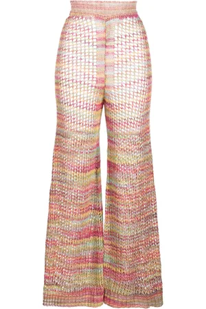 LANEUS Pantalones tejido flojo acampanados