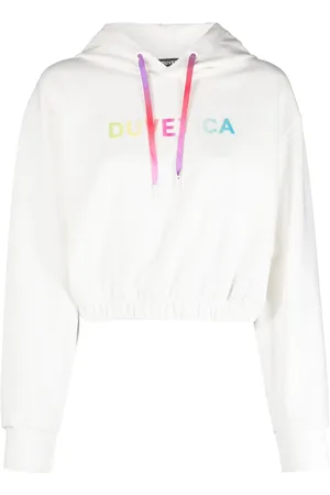 Duvetica Hoodie corta con logo estampado