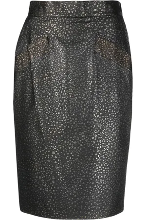 Saint Laurent Falda lápiz con motivo de lunares 1980
