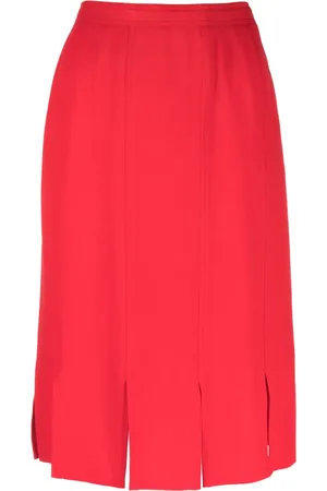 Saint Laurent Falda recta con detalle fruncido 1980