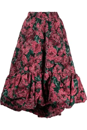 Comme des Garçons Falda larga con bordado floral