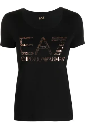 EA7 Playera con logo estampado metalizado