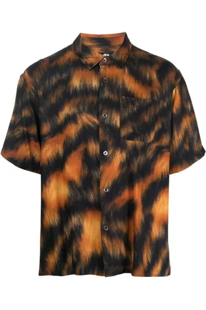 STUSSY Camisa manga corta tigre estampado