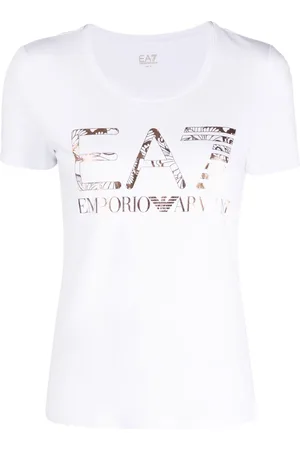 EA7 Playera con logo estampado metalizado