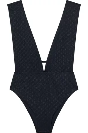 Jimmy Choo Traje de baño Kosma con cuello en V y monograma