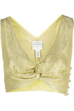 FORTE FORTE Top corto con detalle de nudo y efecto metalizado