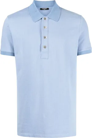 Balmain Playera tipo polo corta con monograma en jacquard