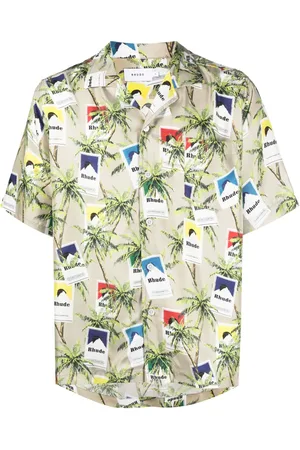 Rhude Camisa de seda con cigarillos estampados