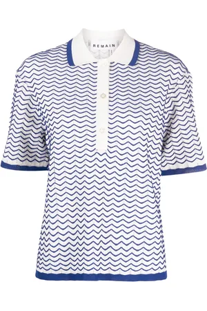 REMAIN Blusa de tejido chevron manga corta