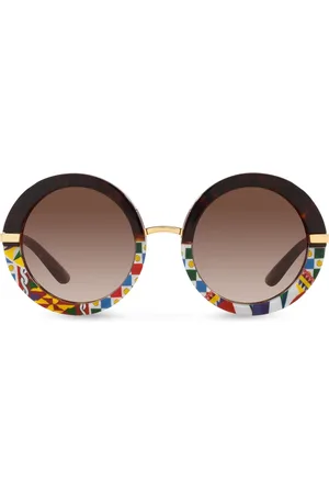 Dolce & Gabbana Lentes de sol con armazón redonda estilo carey