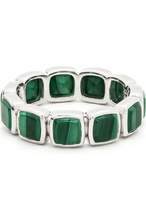 TOM WOOD Anillo Cushion Band con malaquita