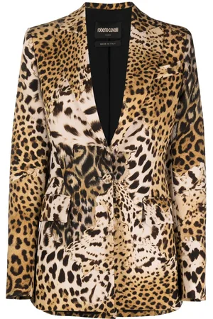 Roberto Cavalli Blazer con animal print y botones