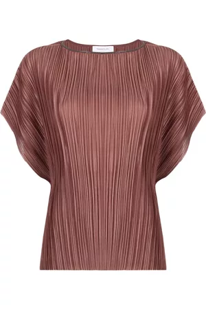 Fabiana Filippi Embellished-neckline plissé blouse