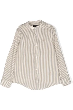 FAY Camisa sin cuello con motivo de rayas