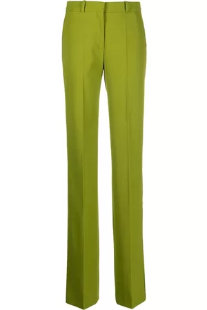 Pantalón recto con pinzas en verde