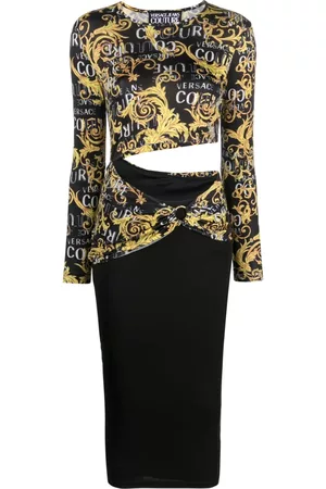 VERSACE Mujer Cóctel - Couture Logo-print cut-out midi dress