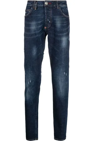 Philipp Plein Jeans rectos con detalles rasgados