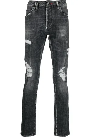 Philipp Plein Jeans rectos con detalles rasgados