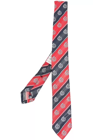 Thom Browne Hombre Pajaritas - Anchor-print striped tie