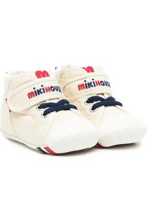 Miki House Tenis con logo bordado y detalle de rayas
