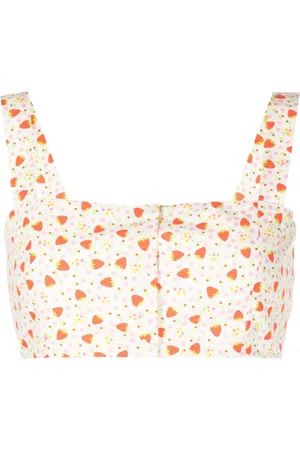 BATSHEVA Blusa estilo bralette con fresas estampadas