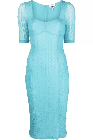 Ganni Mujer Midi - Sweetheart-neck ruched midi dress