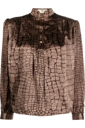 VALENTINO GARAVANI Blusa de seda con estampado geométrico 1980