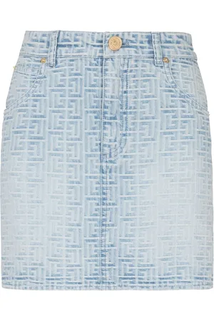 Balmain Falda de mezclilla con monograma