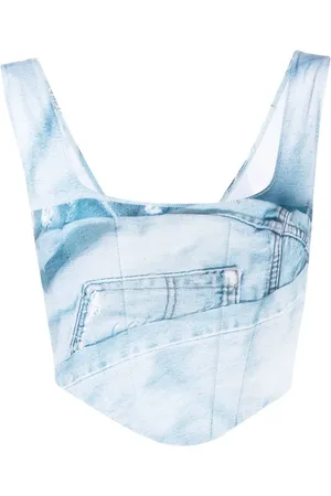 Natasha Zinko Top estilo corset con estampado de mezclilla