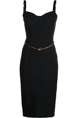 Elisabetta Franchi Vestido midi estilo bustier con cinturón