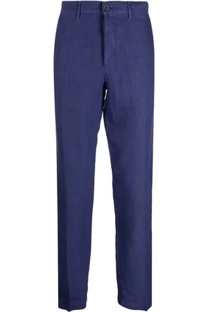 120% Lino Pantalones rectos con bolsillos
