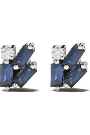 Suzanne Kalan Aretes en oro blanco de 18kt con zafiro y diamante