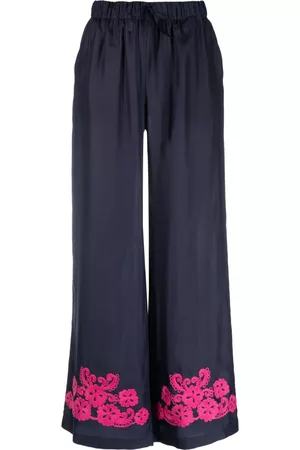 P.A.R.O.S.H. Pantalones palazzo de seda con motivo bordado