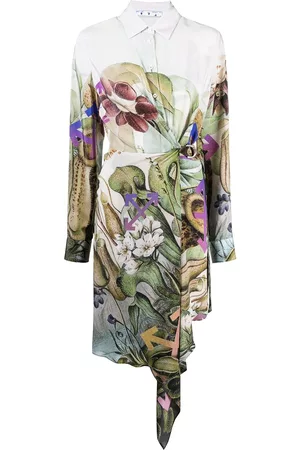 OFF-WHITE Vestido camisero con estampado botánico