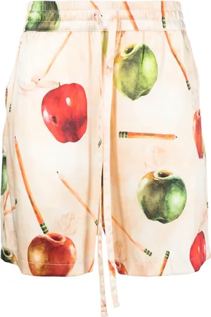 Nahmias Bermudas de seda con frutas estampadas