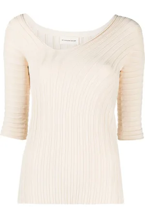 By Malene Birger Top tejido de canalé asimétrico
