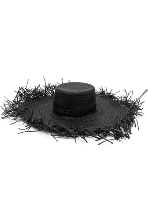 Ruslan Baginskiy Mujer Sombreros - Logo-embellished fringed oversized hat