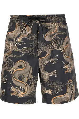 Maharishi Shorts de playa con dragones estampados