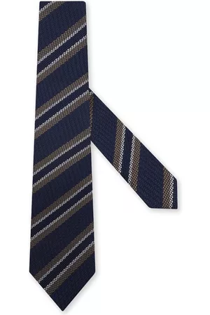 Z Zegna Hombre Pajaritas - Corbata de seda con rayas estampadas