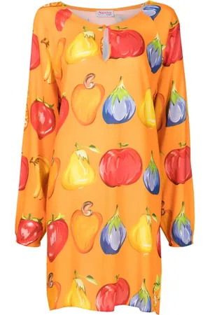 AMIR SLAMA Vestido midi con frutas estampadas