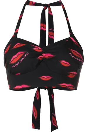 AMIR SLAMA Top corto con labios estampados