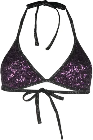 Pinko Top de bikini con detalles de lentejuelas y logo