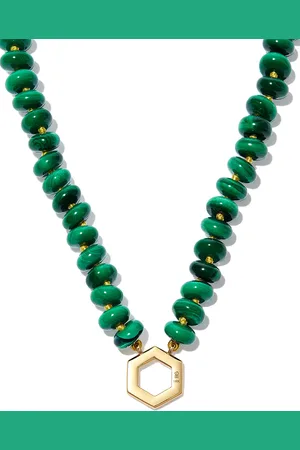 HARWELL GODFREY Collar en oro amarillo de 18kt con cuentas de malaquita